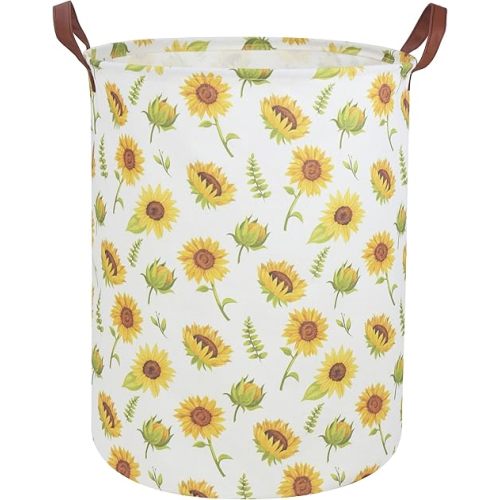 Girls Laundry Hamper,Sunflower Laundry Basket Collapsible Girls Storage Baskets for Home Decor,Office,Toy Organizer,(Sunflower)