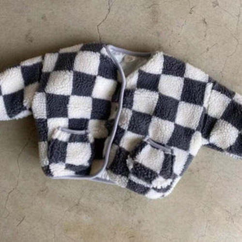 Cuddly Checkered Coat - Midnight