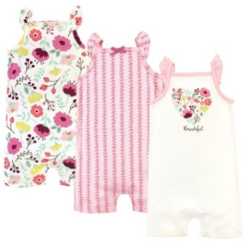 Touched by Nature Baby Girl Organic Cotton Rompers 3pk, Botanical, Size: 0-3 months