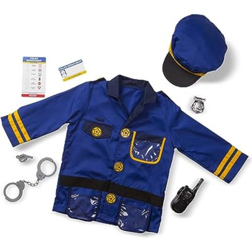Melissa & Doug unisex-children Police Officer Role Play Costume Dress-Up Set (8 pcs) Frustration-Free Packaging Multicolor, Ages 3-6 Years