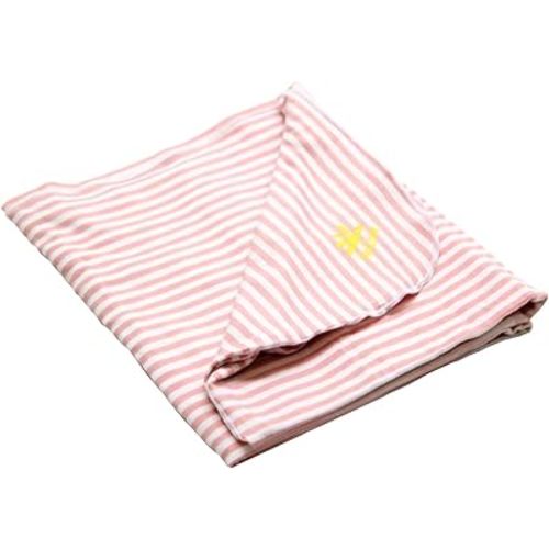 Nozone Baby Blanket, Sun Protective, Soft Rayon from Bamboo, UPF 50+ in Mellow Rose/White Stripe