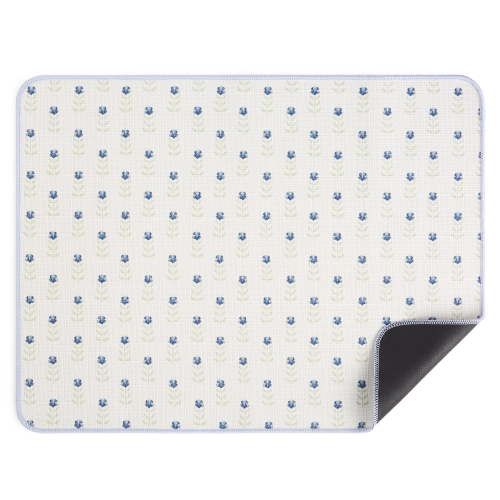 Beautiful Mini Floral Drying Mat, 24 in x 18 in, Cornflower Blue by Drew Barrymore