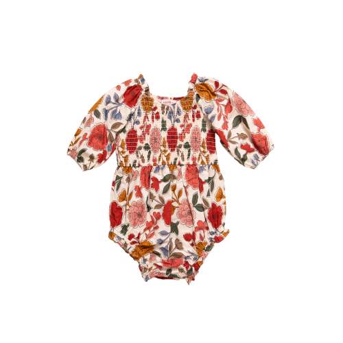 Baby Teagan Romper in Sepia Flower