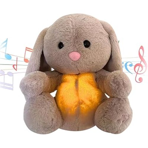 Baby Sound Machine Breathing Otter Sleep Buddy Plush Otter Portable Baby Soothers with Sensory Details Music Lights & Rhythmic Breathing Motion