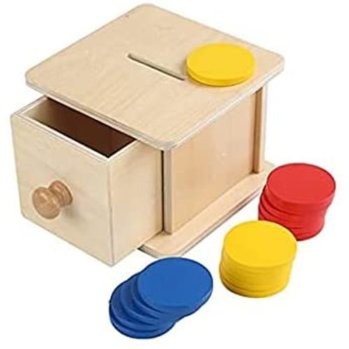 Adena Montessori Infant Toddlers Coin Box Montessori Toys for 6-12 Months Baby (Typical - Drawer Comes Out)
