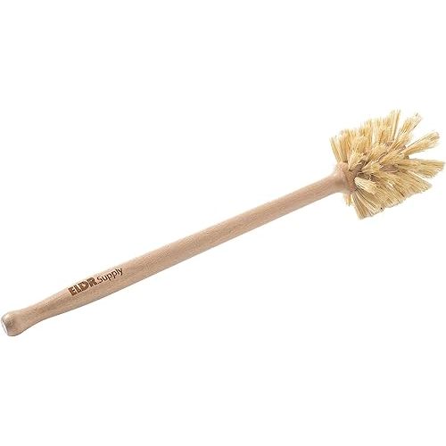 Bottle Brush, 14in Extra Long German Beechwood Handle, Strong Hemp Bristles, Zero Waste, Cleans and Scrubs Hard to Reach Wide Mouth Jars, Glasses, and Tumblers