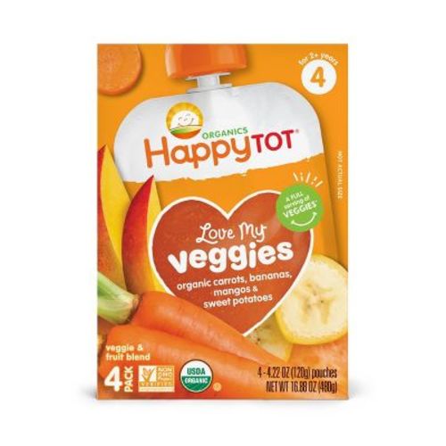 Happy Tot Organics Love My Veggies Stage 4 - Organic Carrots/bananas - 4.22oz/4pk