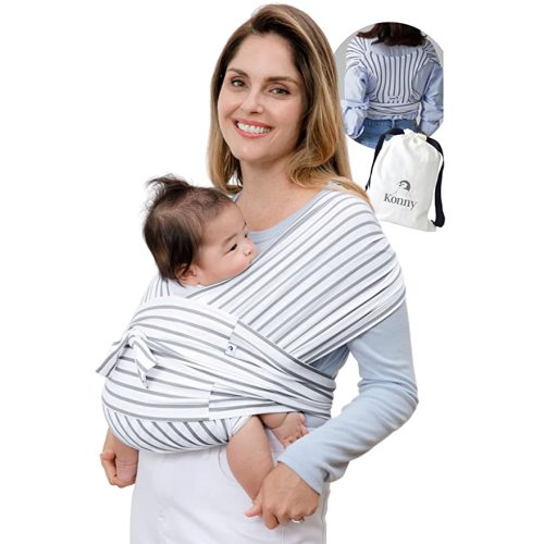 Konny Original Baby Carrier SoftBreeze Luxury Carrier Wrap, Easy to Wear Baby Wrap Carrier, Perfect Essentials Cloths for Newborn Babies up to 44 lbs, (Stripe, S)