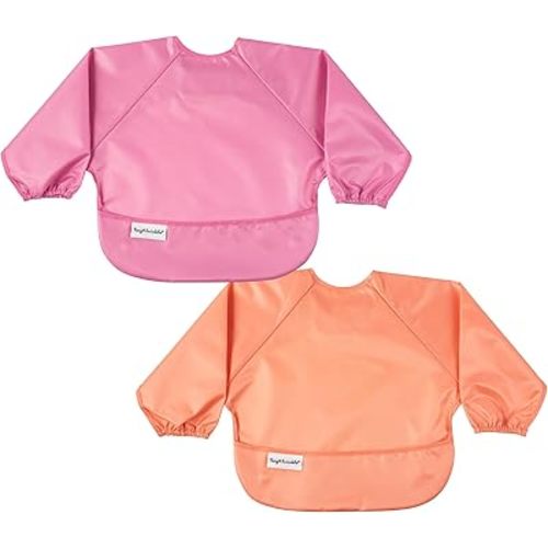 Tiny Twinkle Mess Proof Baby Bib, 2 Pack Long Sleeve Bib Outfit, Waterproof Bibs for Toddlers, Machine Washable, Tug Proof (Sweet Treat, Small 6-24 Months)