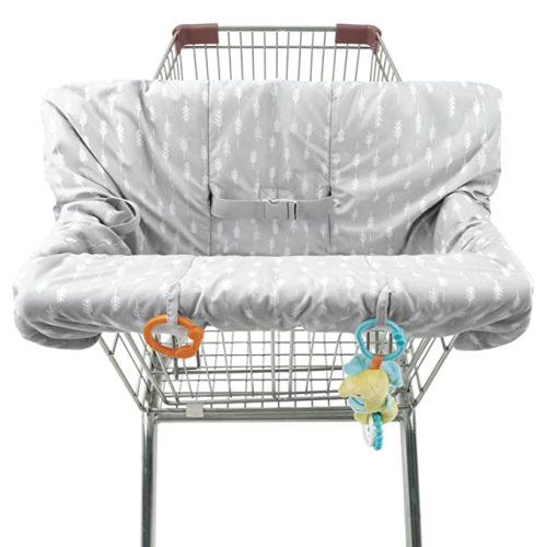 The Peanutshell Shopping Cart & High Chair Cover | Grey Ditsy Leaf
