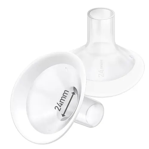 2pcs 24mm Soft Rim Flanges with 106 Degree Wider Opening Angle for Medela Breast Pump, PersonalFit, Freestyle, Maxflow, Freestyle Flex Swing Maxi Connector,Lansinoh Signature Pro