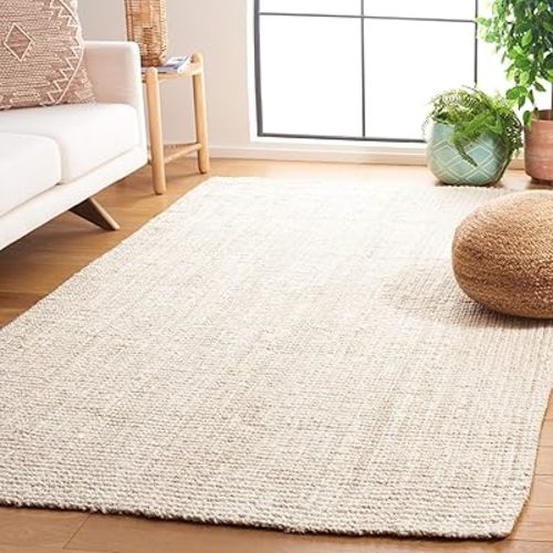 SAFAVIEH Natural Fiber Collection Area Rug - 5' x 8', Ivory, Handmade Farmhouse Jute, Ideal for High Traffic Areas in Living Room, Bedroom (NF730A)