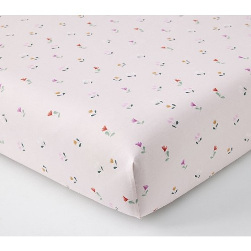 Aria Floral Organic Crib Fitted Sheet | Pottery Barn Kids