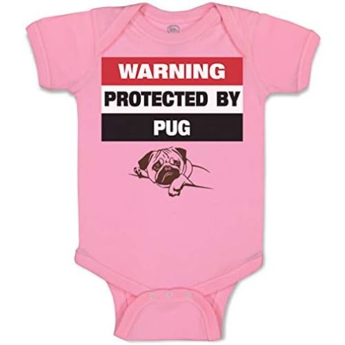 Cute Rascals Baby Bodysuit Warning Protected by Pug Dog Lover Pet Boy & Girl Baby Clothes Funny Cotton