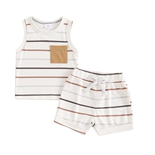 farrubbyine8 Baby Boy Summer Clothes Striped Tank Tops Camisoles and Shorts Newborn Boys Spring Summer Outfit