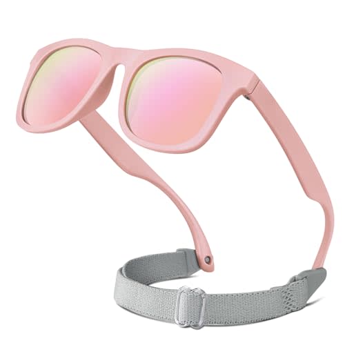 RIVBOS Baby Sunglasses Boys&Girls with Strap UV400 Polarized Flexible for Toddler,Infant and Newborn(0-24month) RBK0231