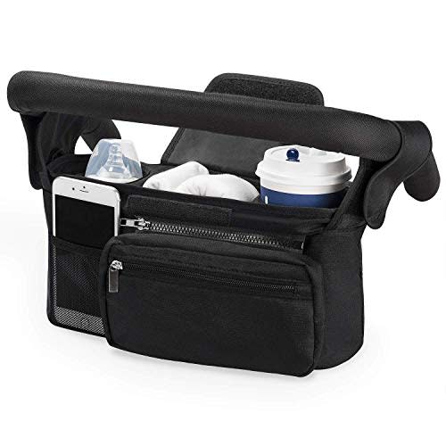 Momcozy Universal Stroller Organizer with Insulated Cup Holder Detachable Phone Bag & Shoulder Strap, Fits for Stroller like Uppababy, Baby Jogger, Britax, BOB, Umbrella and Pet Stroller