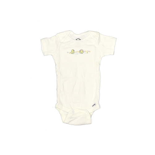 Gerber 100% Cotton Solid Graphic Ivory Short Sleeve Onesie Size 0-3 mo