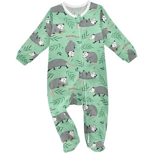 Doodle Vegetables Baby One-Piece Footies Long Sleeve Rompers Pajamas Zip Front Pjs for Boys Girls kids 3M
