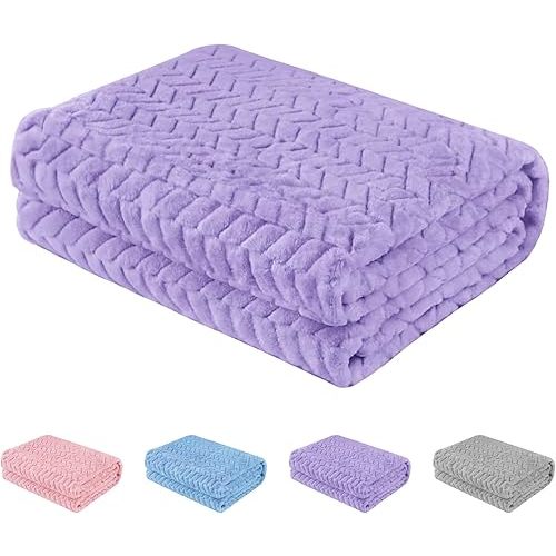 Baby Blanket Flannel, Cozy Throw Blankets for Newborn Infant and Toddler, Super Soft and Warm Receiving Baby Blanket for Crib Stroller (Purple 25 * 32")