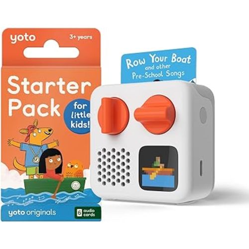 Yoto Mini (2024 Edition) + Starter Pack for Little Kids Bundle – Screen-Free Bluetooth Audio Player, All-in-1 Travel Device for Stories Music Podcasts Radio, Use as Speaker or with Headphones