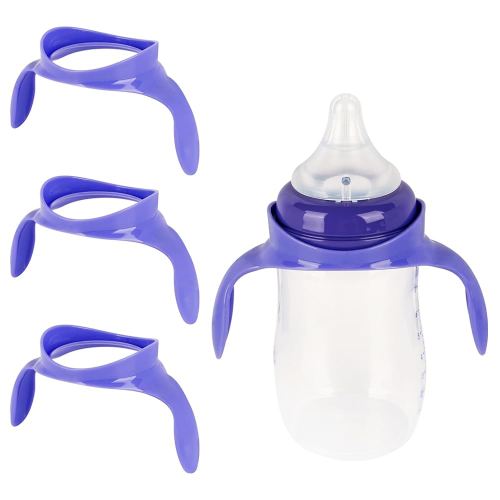 Baby Bottle Handles for Lansinoh Baby Bottles, Compatible Ergonomic Lansinoh Bottle Holder for Newborn, 3 Pack, Purple