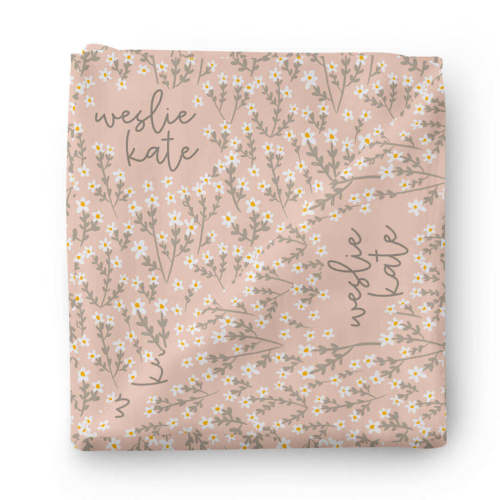 Weslie's Wildflower Personalized Baby Name Swaddle Blanket