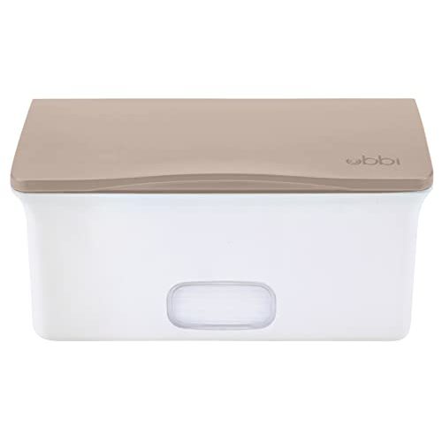 Ubbi Baby Wipes Dispenser with Weighted Plate and Secure Seal, Nursery and Baby Registry Essential to Keep Wipes Fresh, Taupe - Taupe Wipes Dispenser