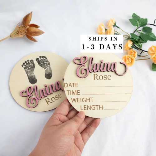 Baby Announcement Sign with Birth Stats | Footprint Sign For Newborn | Baby Name Reveal | Personalized Baby Name Sign | Sign For Hospital