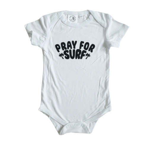 Pray For Surf White Bamboo Onesie