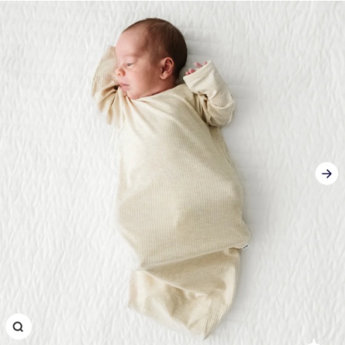 Heather Oatmeal Ribbed Infant Gown - Little Sleepies