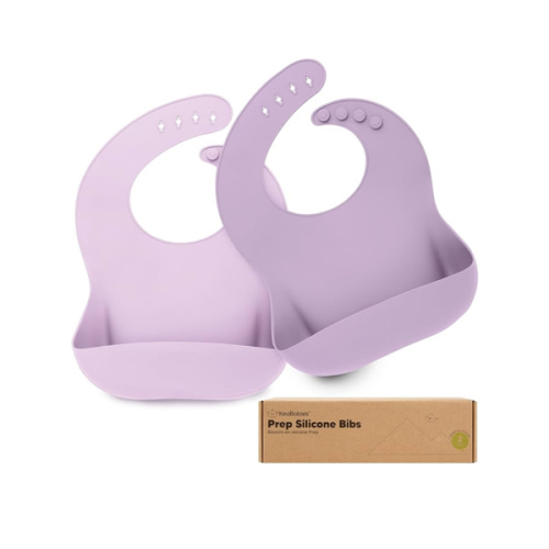 KeaBabies 2-Pack Silicone Bibs For Babies, Silicone Baby Bibs for Eating, Food-Grade Pure Silicone Bib, Toddler Bibs, Waterproof Bibs, Feeding Bibs, Silicon Bibs for Toddlers, Boys, Girls (Lilac)