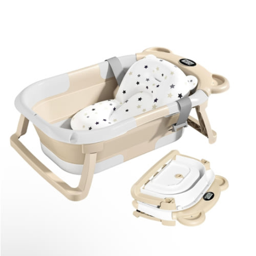 Amazon.com: TPN Collapsible Baby Bathtub for Infants to Toddler with Real-time Temp Monitor+Floating Cushion,Foldable Baby Bath Tub Set Applicable 0-36 Month,Perfect Portable Travel Baby Tub for Newborns Boy : Baby