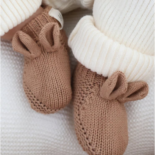 Little Bear Baby Booties - Acorn