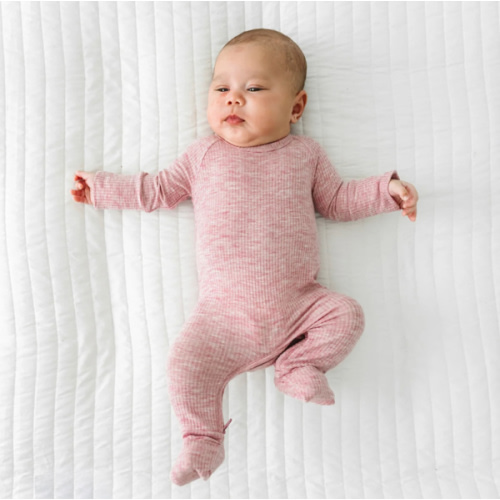 Heather Mauve Ribbed Crescent Zippy - Little Sleepies