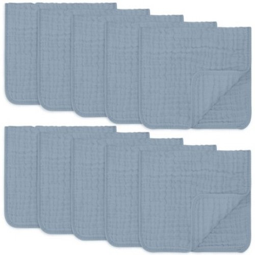 Muslin Burp Cloths Large 100% Cotton by Comfy Cubs, Color: Pacific blue, Size: pack of 10
