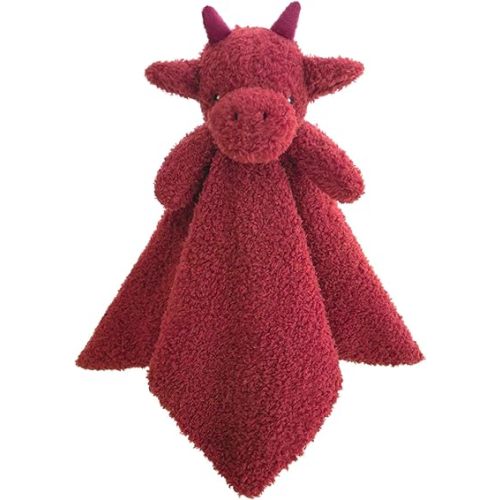 Baby Wine Red Dragon Stuffed Animal Security Blanket, Plush Dinosaur Character Lovey Blanket, Baby Shower/Nursery Gift, Newborn Infant Toddler Snuggle Blankie for Boys Girls, 14 Inches