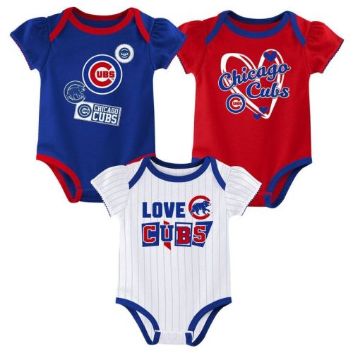 MLB Chicago Cubs Infant Girls' 3pk White Bodysuit - 0-3M: Sports Team Logo Knit