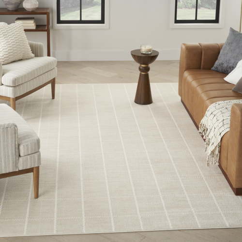 Nourison Serenity Home Geometric Ivory 7'10" x 9'10" Area Rug (8x10)