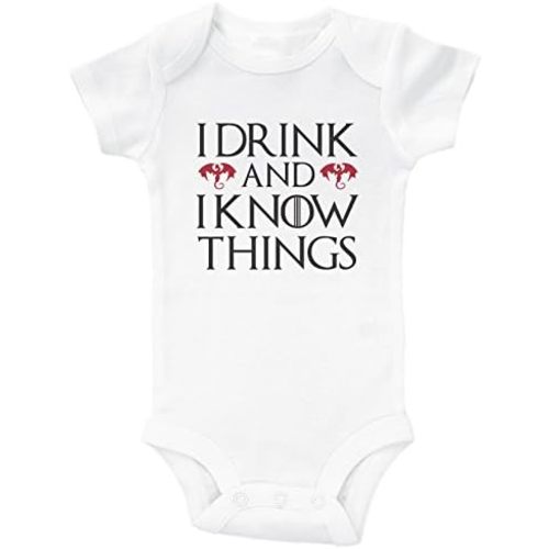 Baffle | Compatible with Onesies Brand Baby Bodysuit | Funny Baby Apparel | I Drink and I Know Things | GOT Unisex Romper