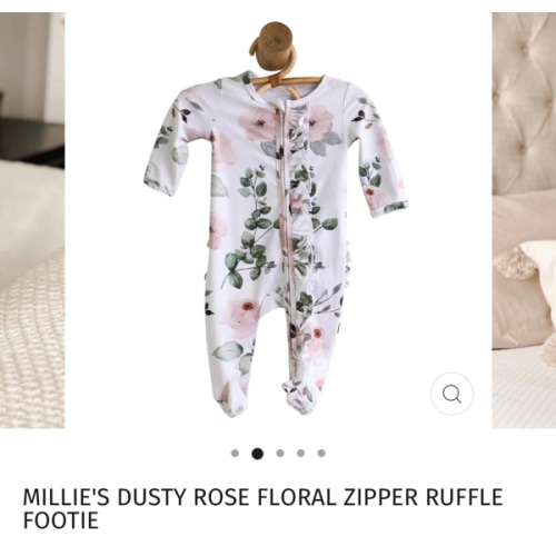 Millie's Dusty Rose Bamboo Zipper Ruffle One-Piece Footie | Caden Lane