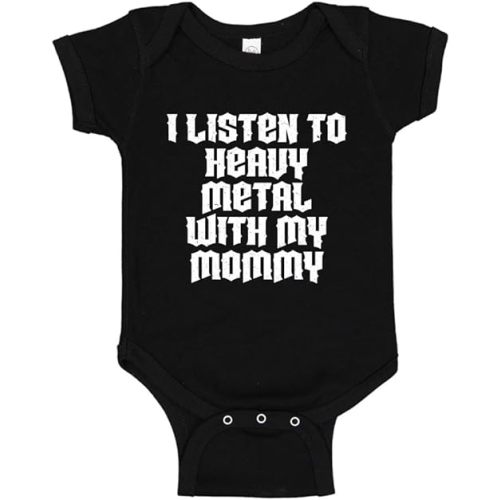 I Listen To Heavy Metal With My Mommy Baby Bodysuit One Piece or Toddler Shirt Music Clothing