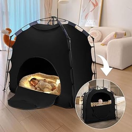 Sleep pod for Pack and play, Blackout tent One-touch Assembly, Baby Crib Tent, Travel Crib Canopy, Pack N Play Blackout Cover, Block Out 95% Light