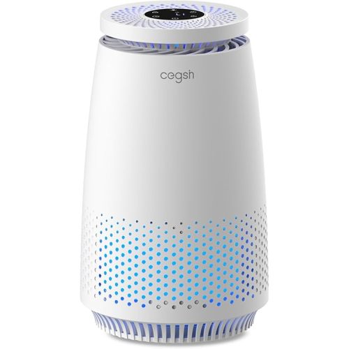 Air Purifiers for Home Bedroom, 3-in-1 HEPA Filter for Pets Dander Dust Pollen Smoke Odors, Quiet Air Cleaner with Sleep Mode, 12H Timer, Night Light, Aromatherapy, Safety Lock, White
