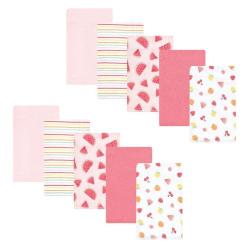 Hudson Baby Infant Girl Cotton Flannel Burp Cloths, Fruit Salad, One Size