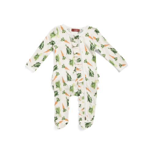 Newborn Girls Organic Cotton Fresh Veggies Ruffled Footed Coveralls | Family Pajamas | Marshalls