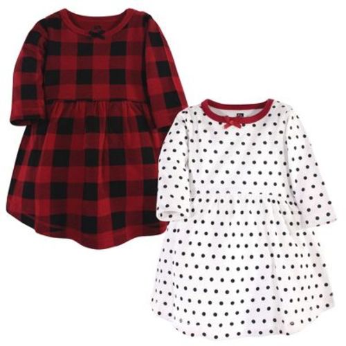 Hudson Baby Infant And Toddler Girl Long-sleeve Cotton Dresses 2pk, Classic Holiday, 6-9 Months