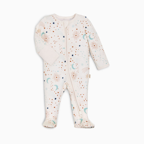 Tiny Kind Bamboo Viscose Printed Zipper Footie - Celestial Print, 3-6 M