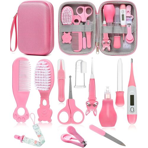 Baby Healthcare and Grooming Kit, Safety Newborn Nursery Baby Care Kit, with Hair Brush Comb, Nail Clipper, Thermometer, Pacifier Clip, Baby Registry Search, Baby Girl Boy Newborn Essentials