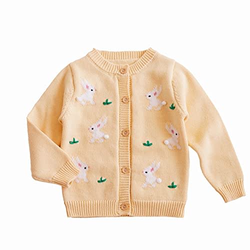 Rolanko Toddler Girls' Sweater Long Sleeve Open Front Button Down Knit Cardigan Kids Clothes 1-6 Years
